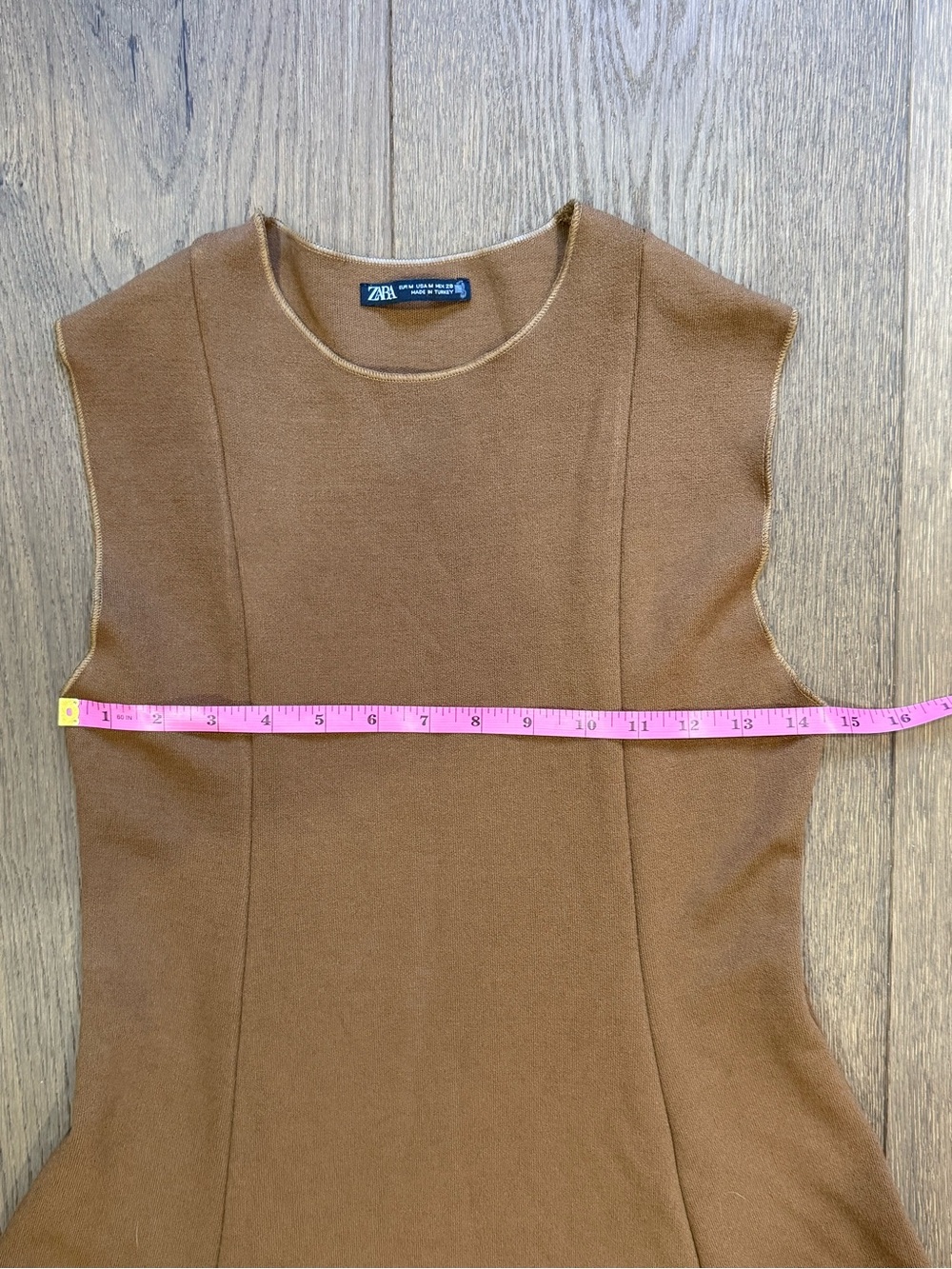 Zara Brown Sleeveless Stretch Knit Skater Midi Dress - Picture 7 of 9